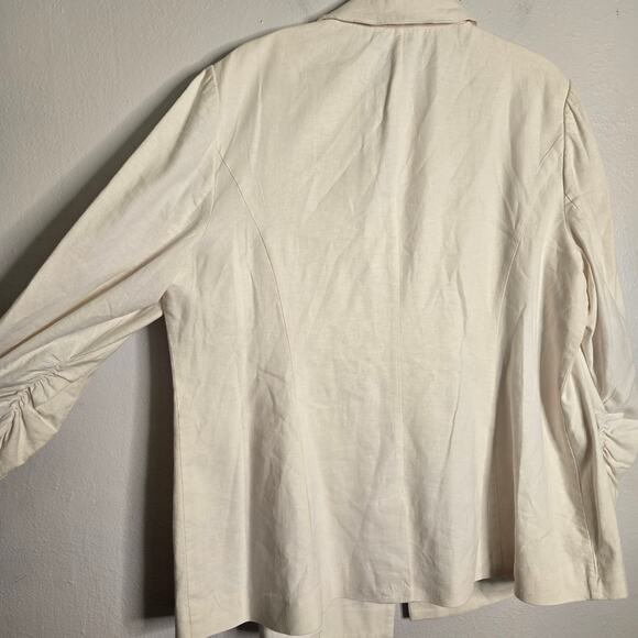 Lane Bryant The Bryant Linen Blend Blazer Size 16 White Summer Office Lagenlook - Picture 9 of 12